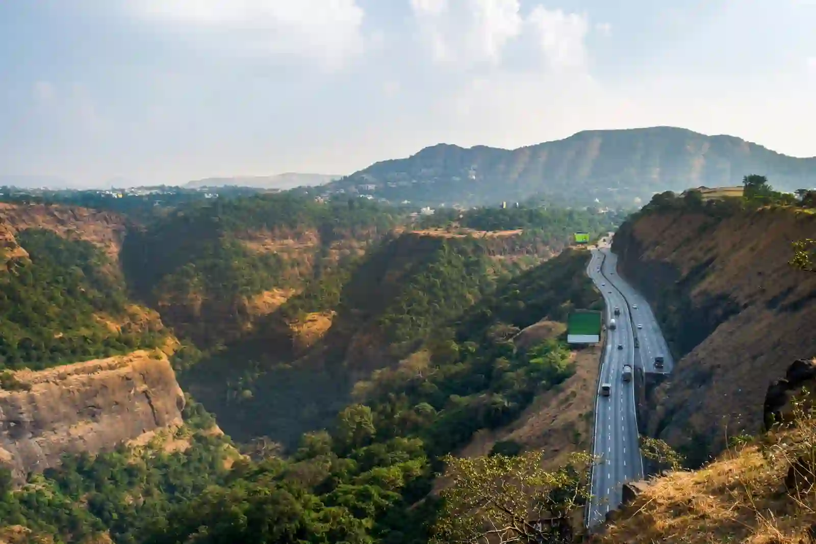 The Mumbai&ndash;Pune Expressway through the Western Ghats near Lonavala